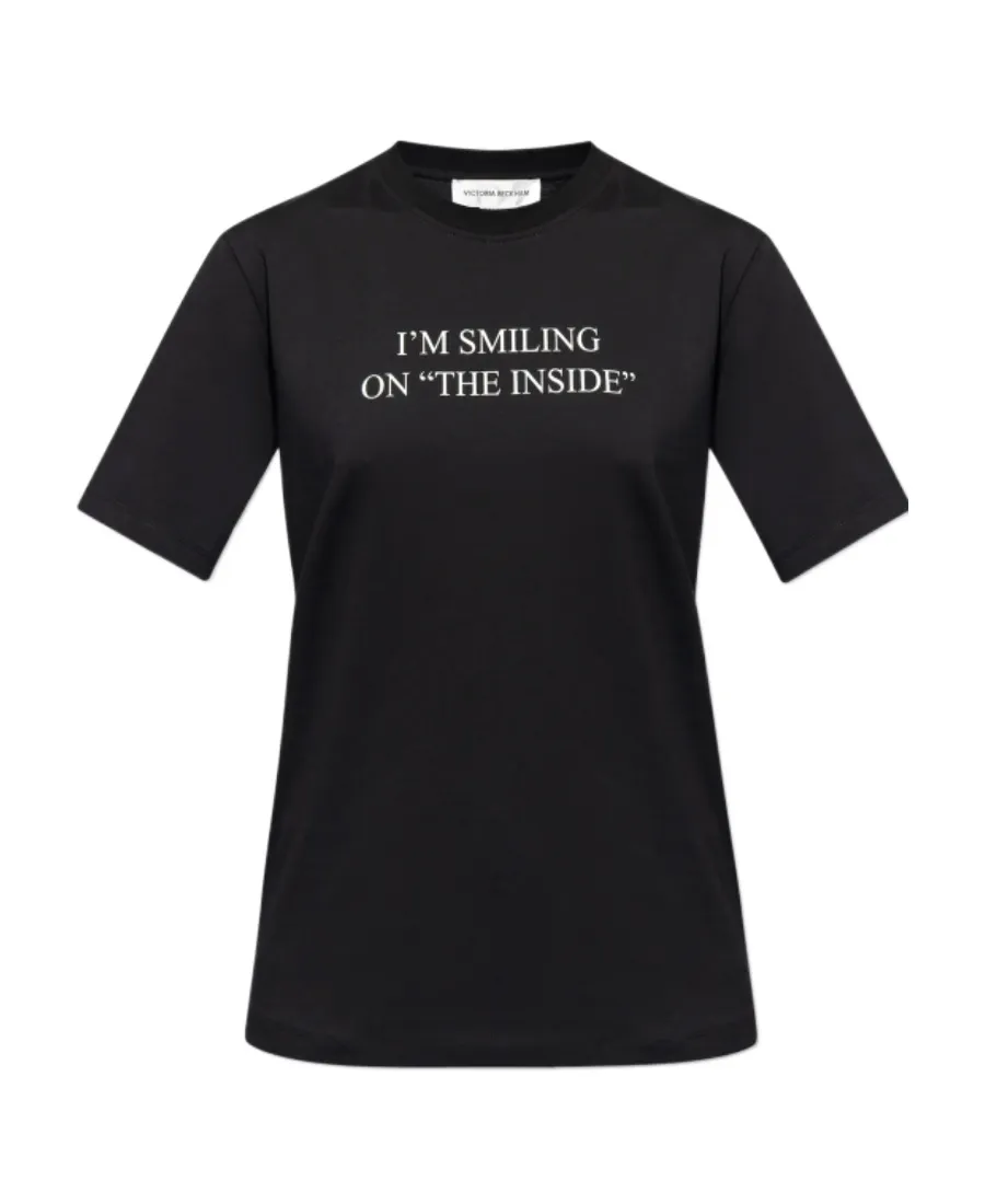 Victoria Beckham Slogan Printed Crewneck T-Shirt