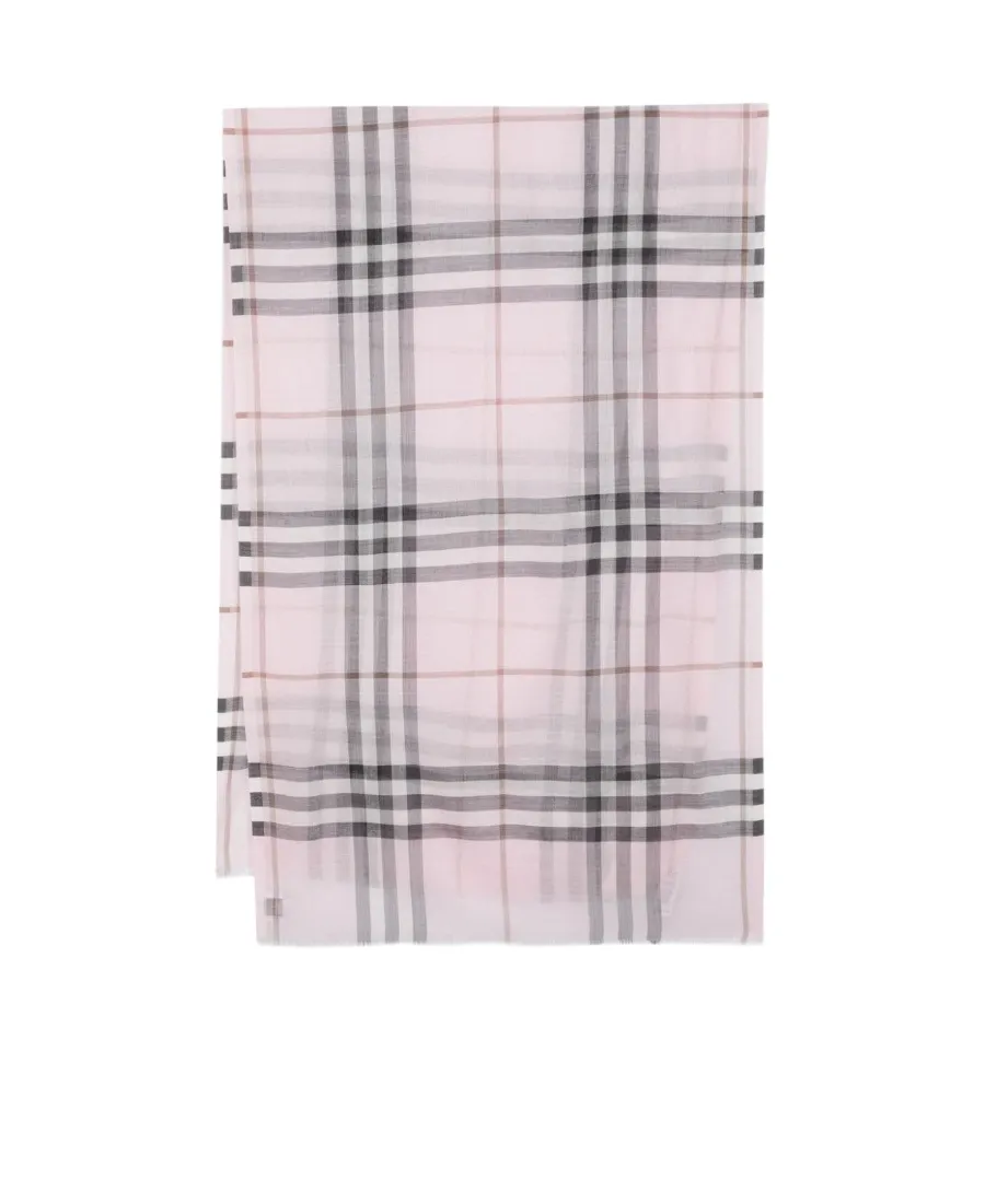 Burberry Check Detailed Frayed Edge Scarf