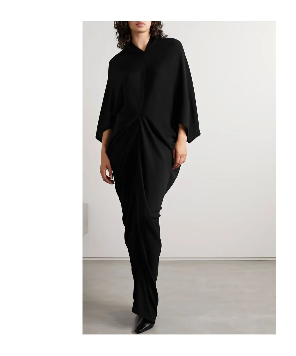 Rodin Pleated Wool Extra-Long Dress
