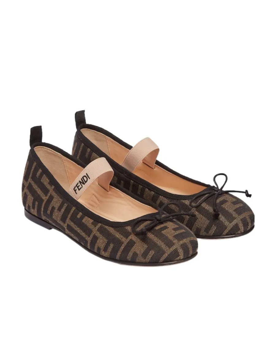 Fendi Kids Ff Motif Ballet Flats