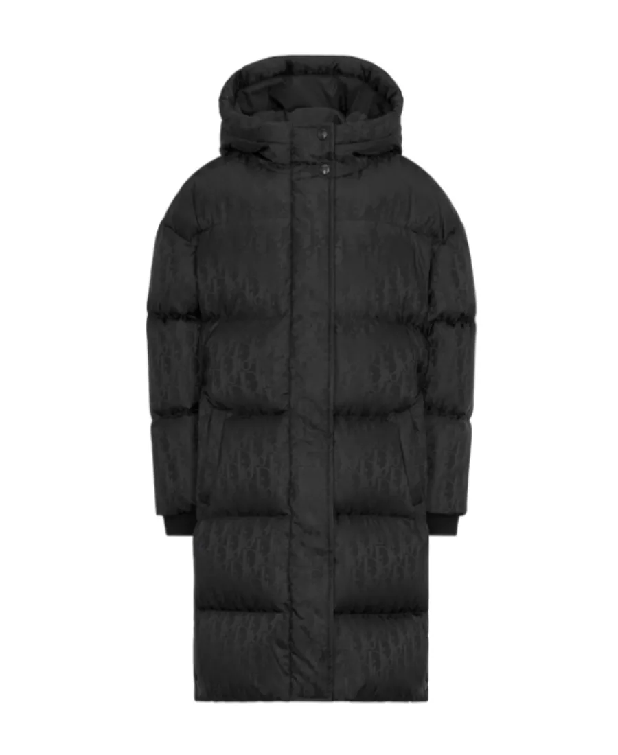Baby Dior Allover Logo Printed Hooded Coat