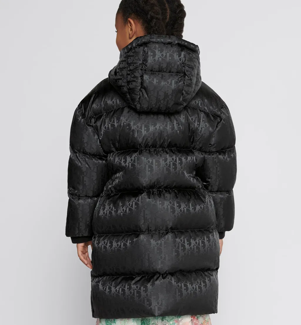 Baby Dior Allover Logo Printed Hooded Coat