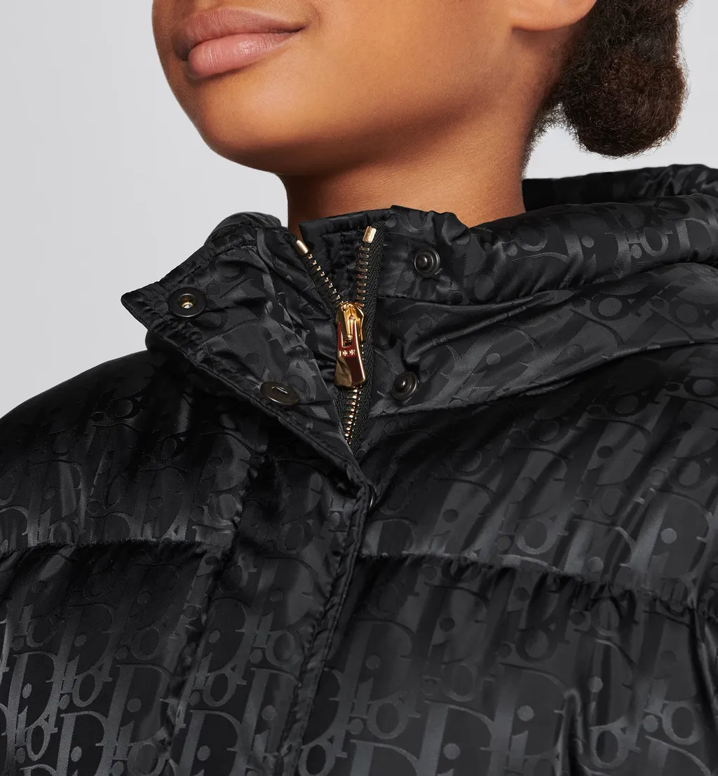 Baby Dior Allover Logo Printed Hooded Coat