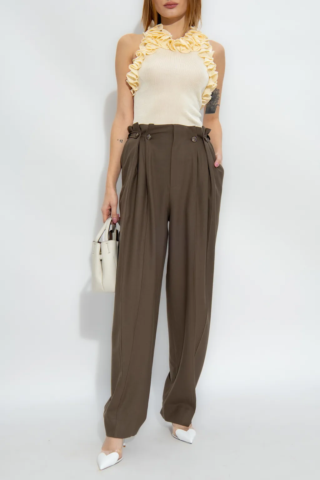 High-Waisted Paperbag Trousers