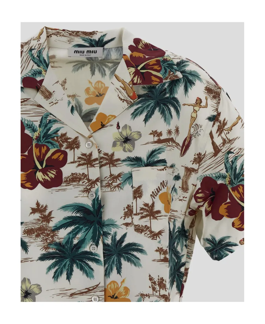 Miu Miu Graphic Printed Short-Sleeved Shirt