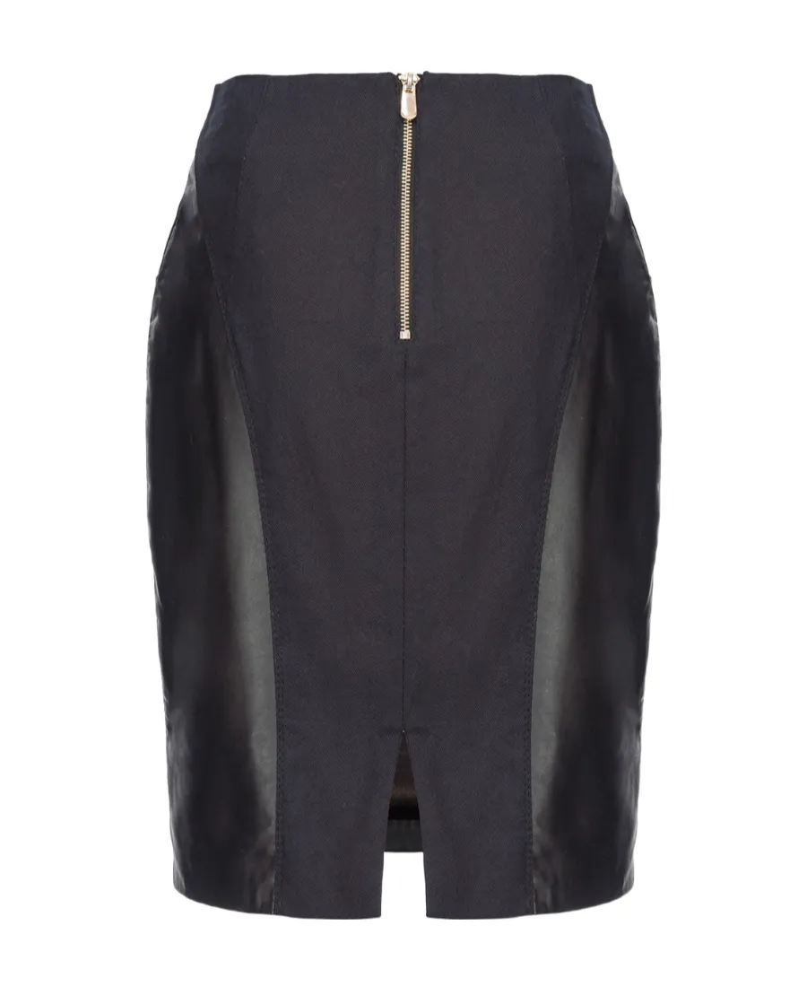 Pinko High-Waist Zipped Leather Skirt