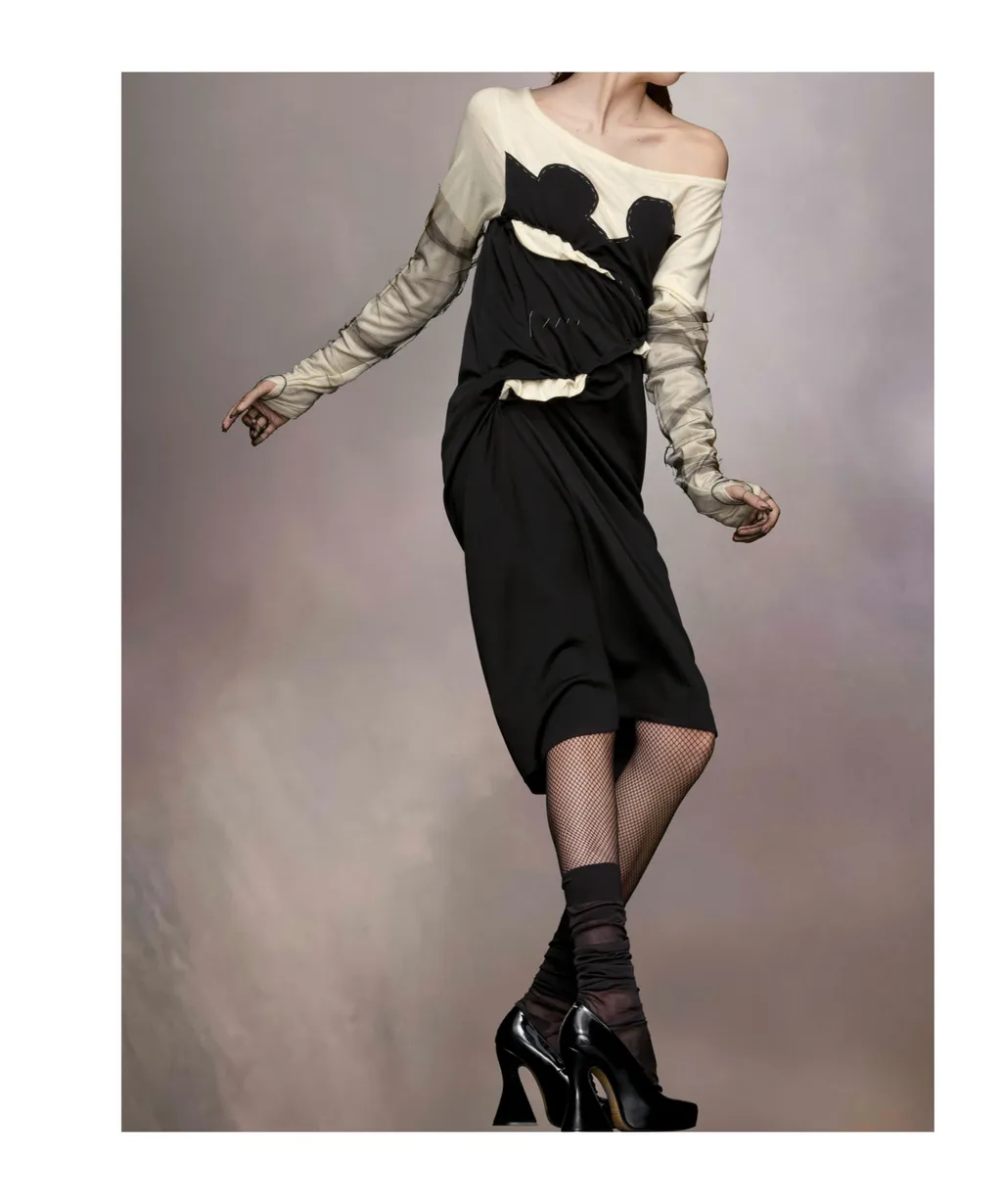 Maison Margiela Patchwork Long-Sleeved Dress