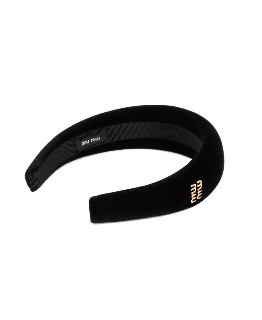 Miu Miu Logo-Embellished Velvet Headband