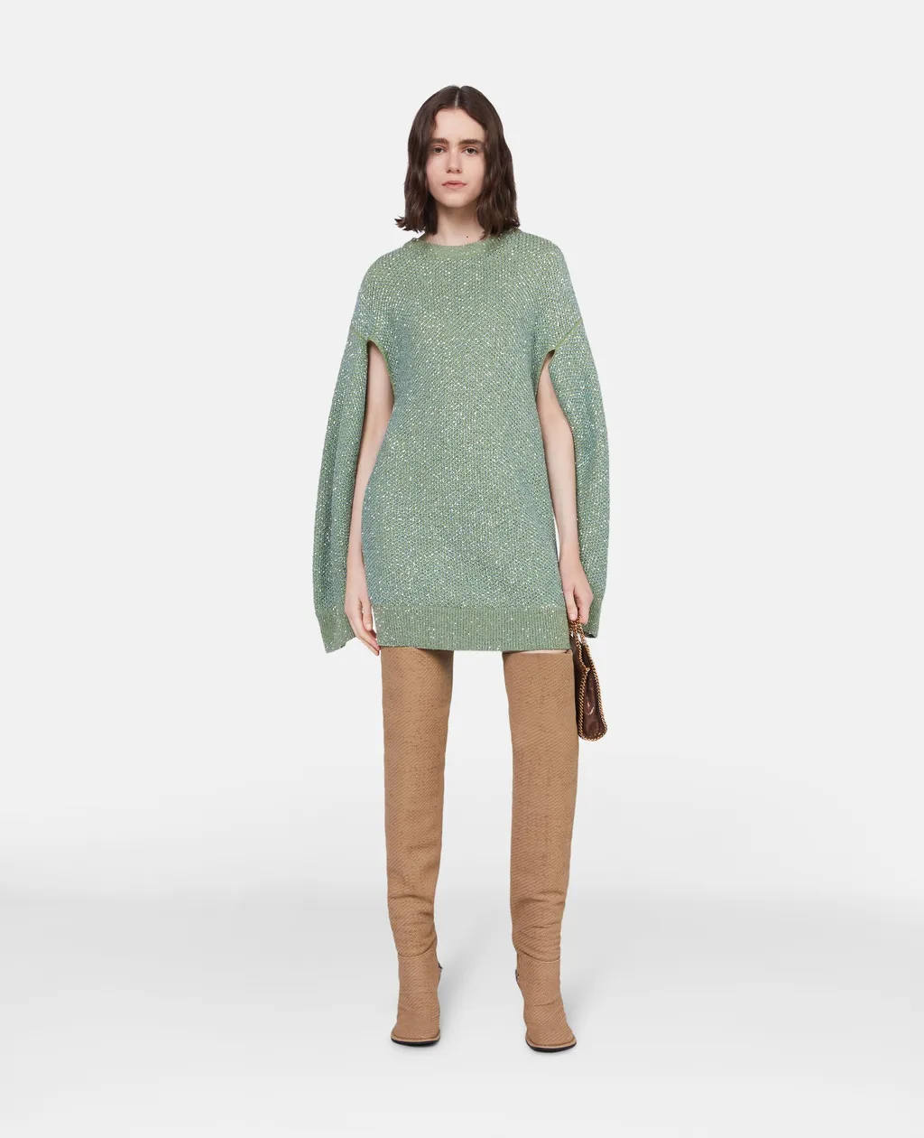 Sequinned Knitted Cape Dress