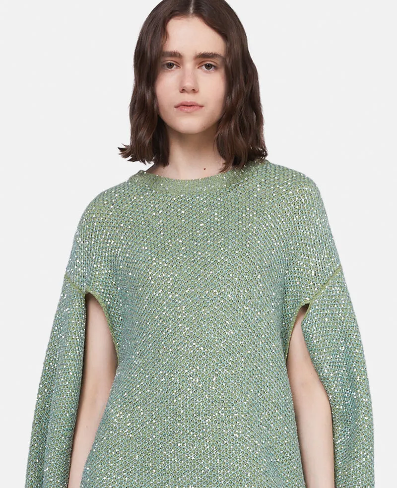 Sequinned Knitted Cape Dress