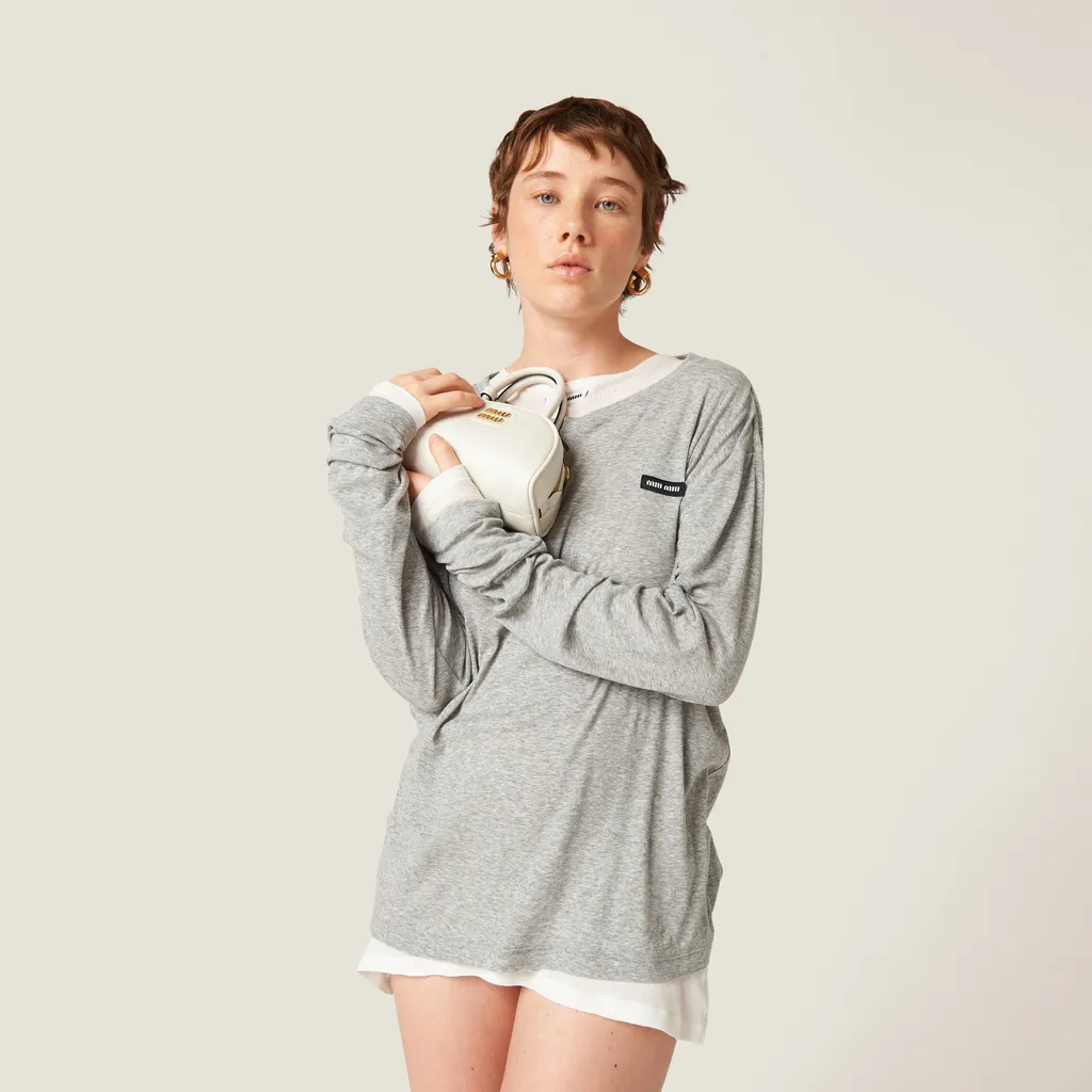 Long-Sleeved Ribbed Jersey T-Shirt