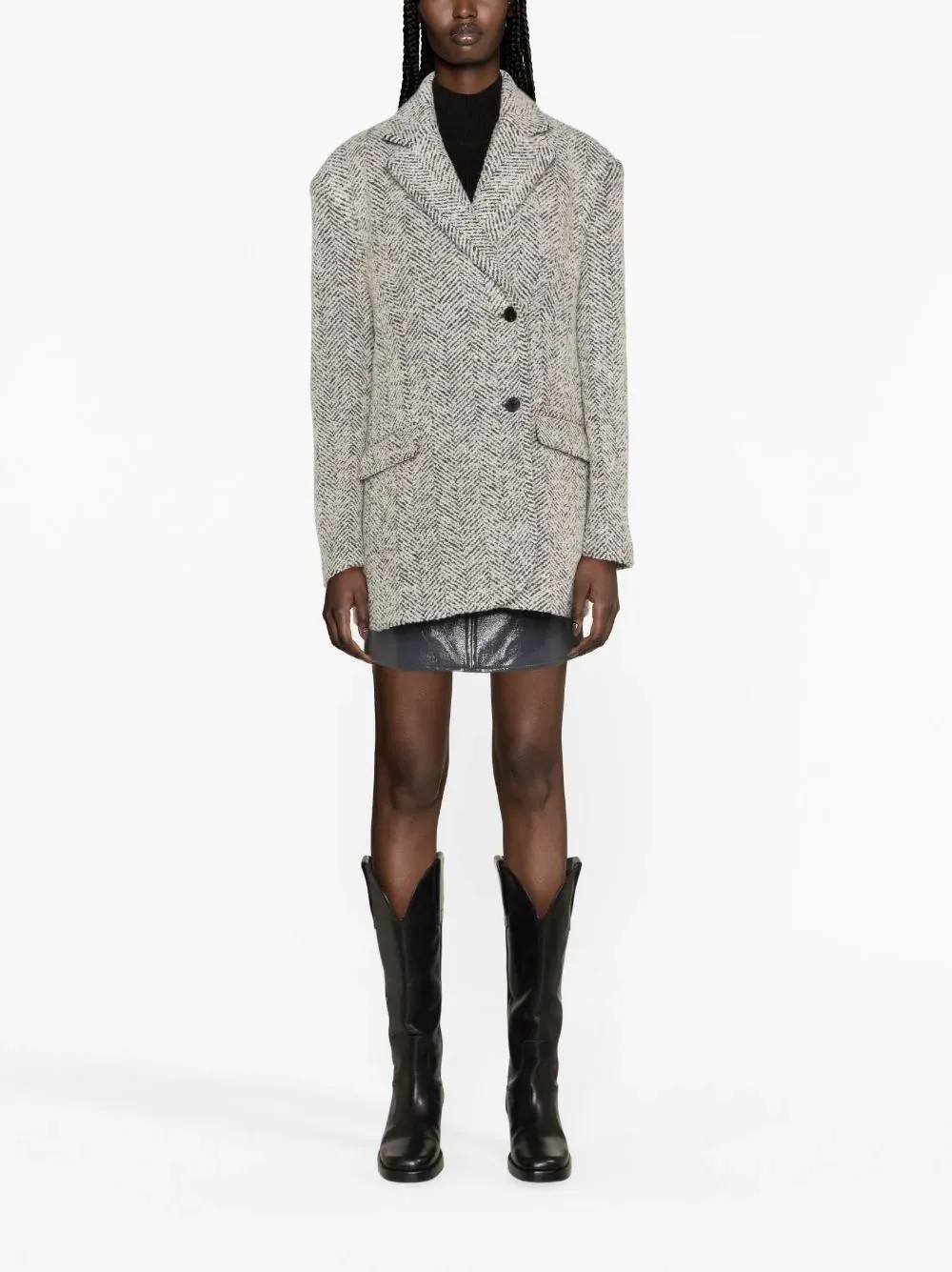 Herringbone Blended Short Coat