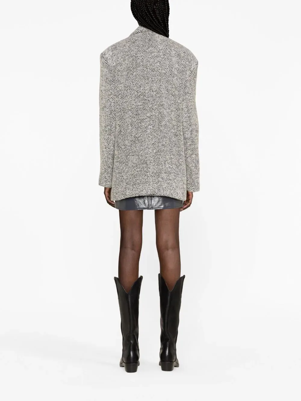 Herringbone Blended Short Coat