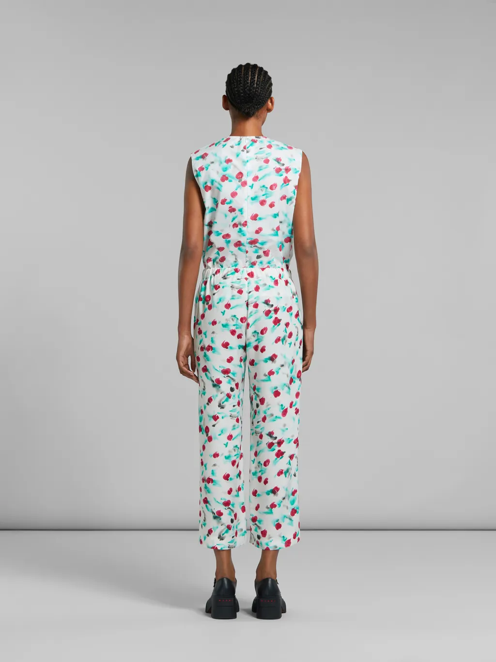 Marni Floral Printed Cropped Satin Trousers