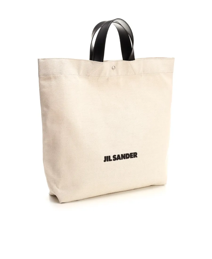 Jil Sander Logo Printed Large Tote Bag