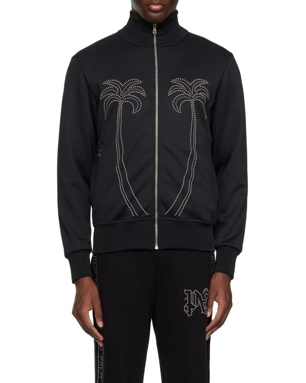 Palm Angels Milano Stud Embellished Zipped Track Jacket