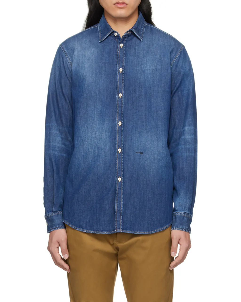 Dsquared2 Long Sleeved Faded Denim Shirt