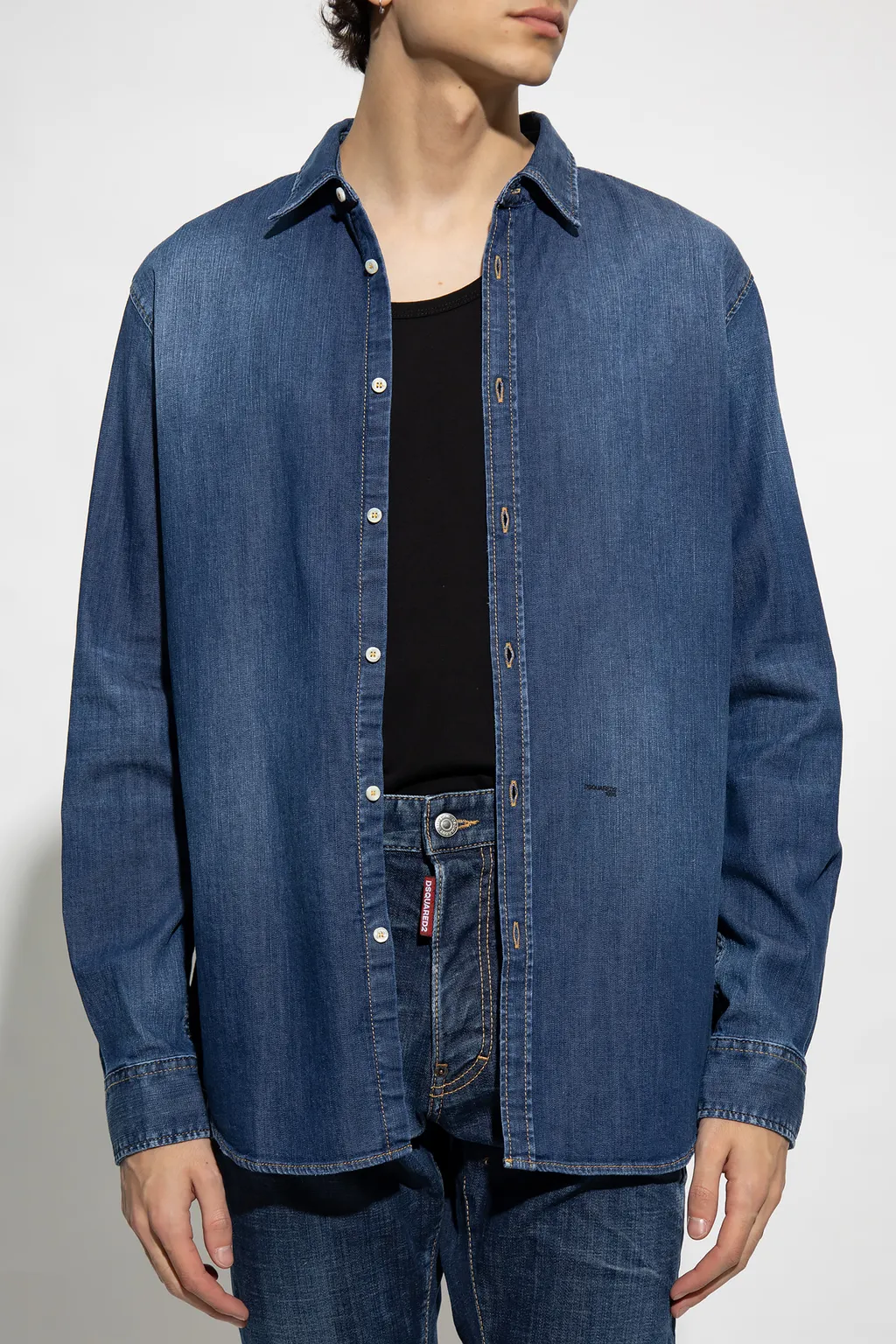 Dsquared2 Long Sleeved Faded Denim Shirt