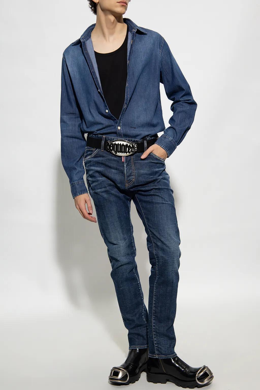 Dsquared2 Long Sleeved Faded Denim Shirt