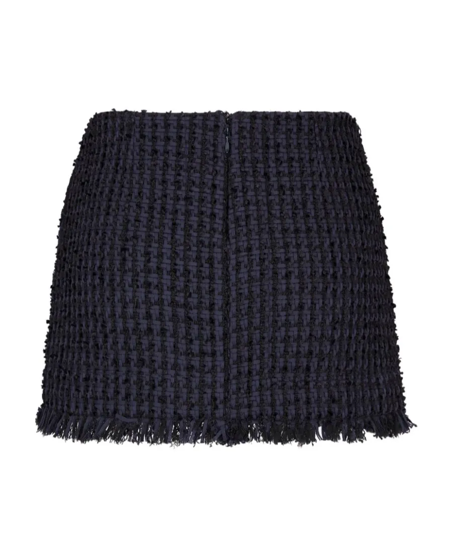 Tweed Frayed-Hem Miniskirt