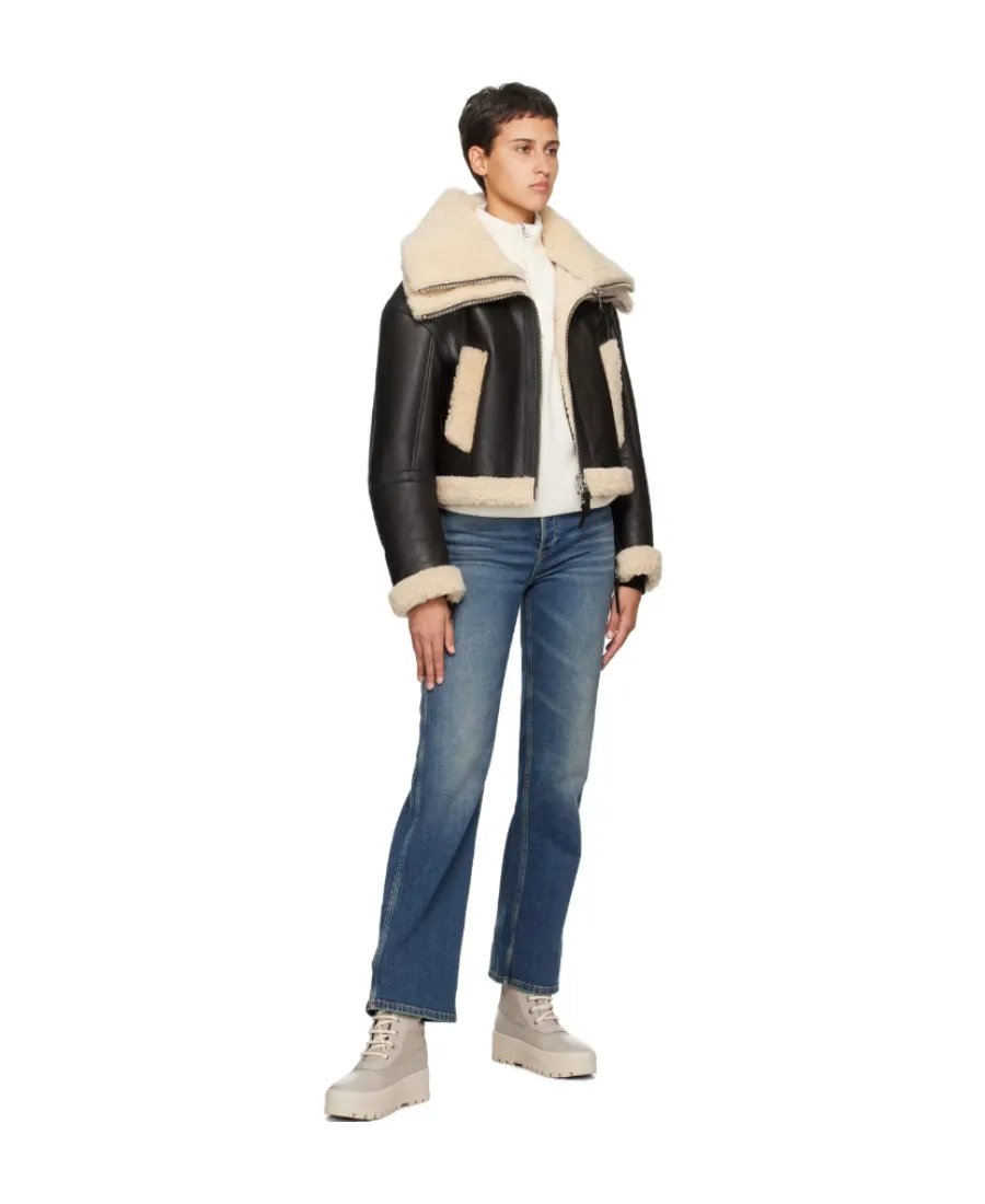 Laminated Design Leather Jacket
