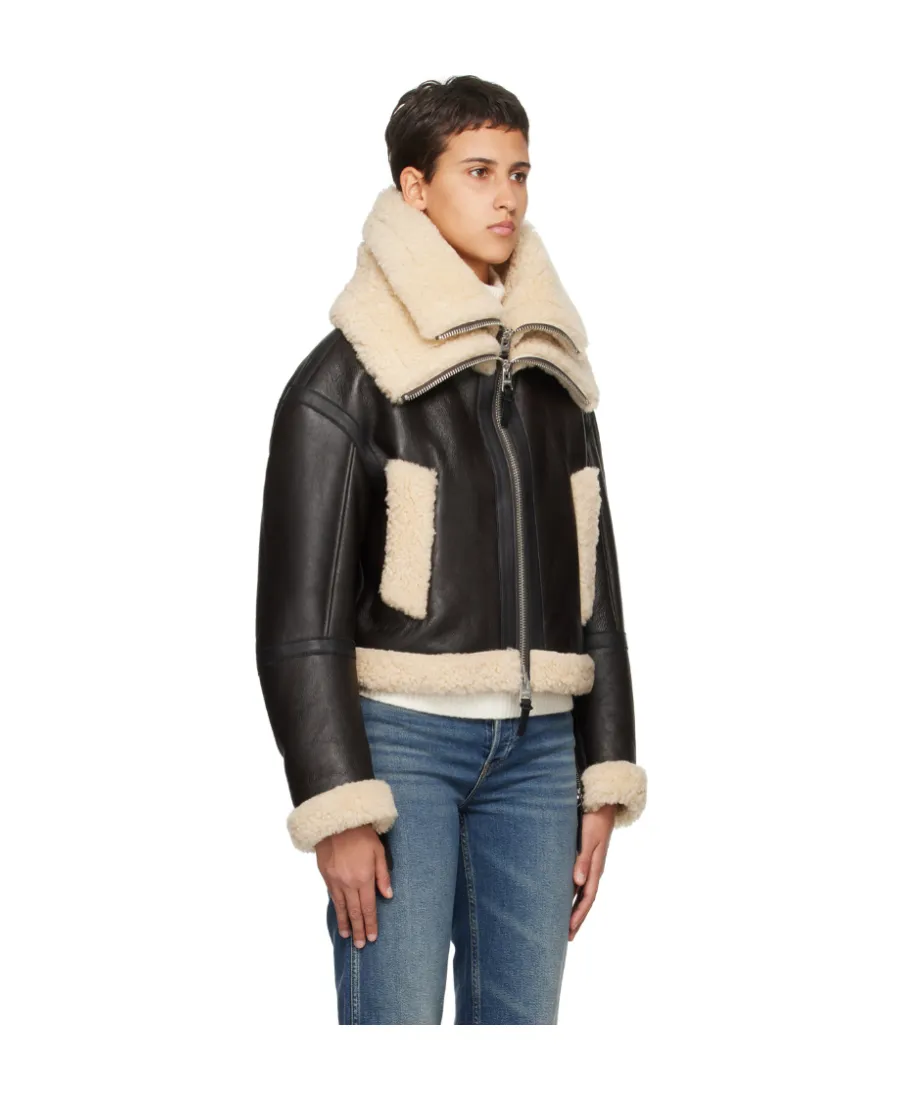 Laminated Design Leather Jacket
