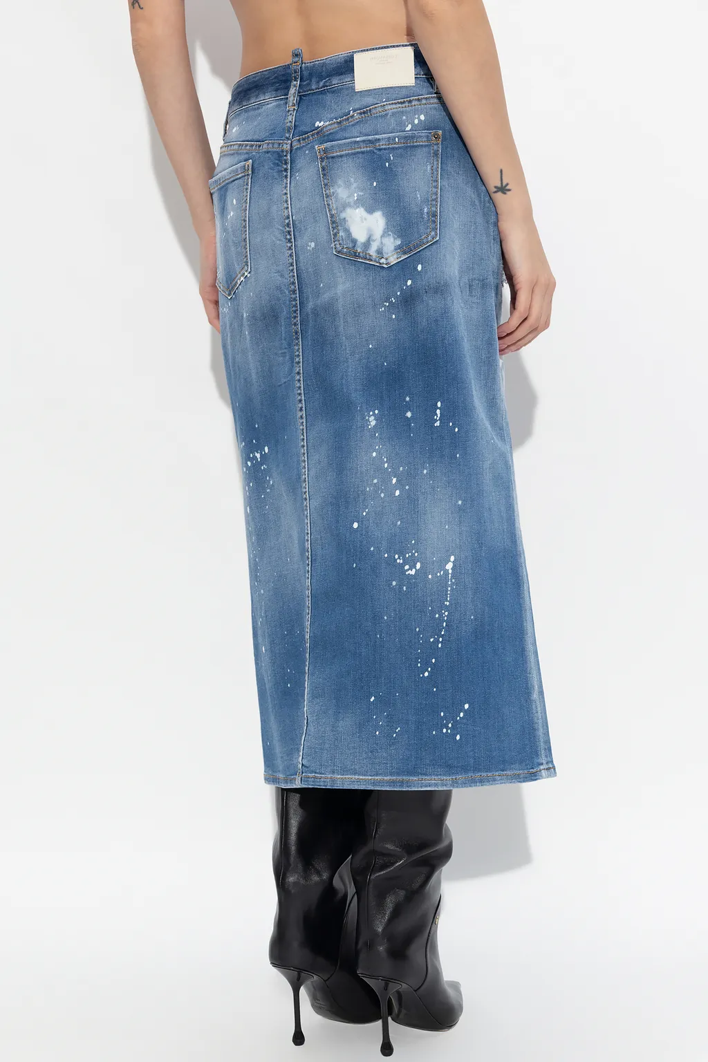 Dsquared2 Distressed Denim Midi Skirt