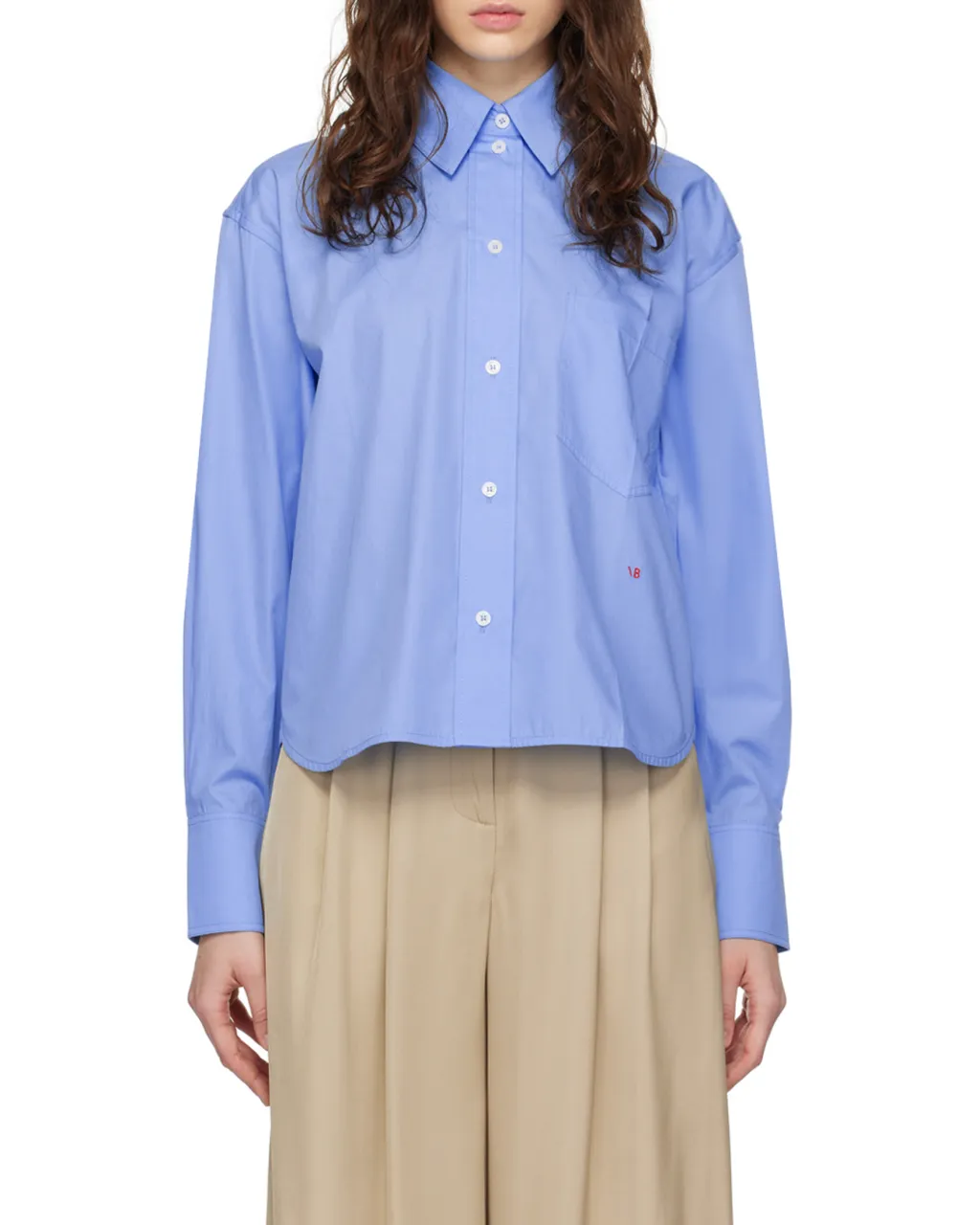 Victoria Beckham Logo Embroidered Long-Sleeved Shirt
