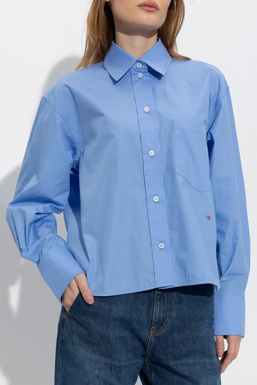 Victoria Beckham Logo Embroidered Long-Sleeved Shirt