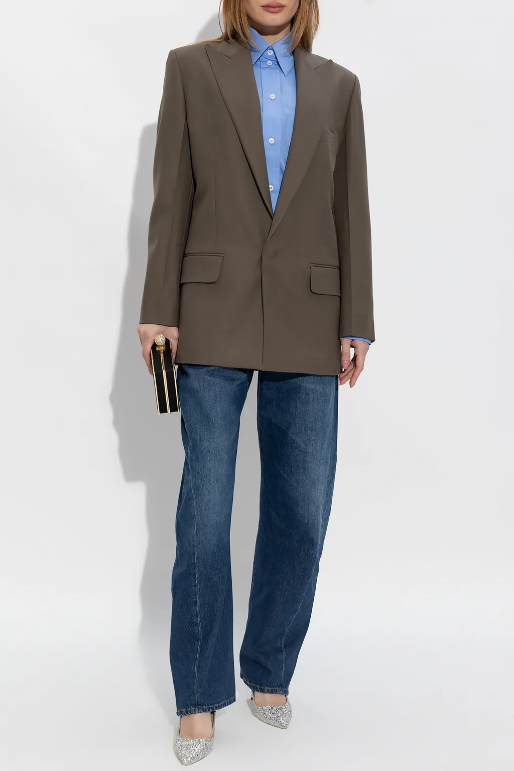 Victoria Beckham Logo Embroidered Long-Sleeved Shirt