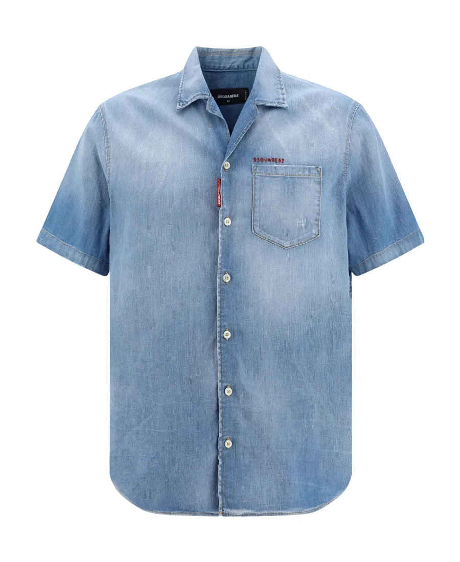 Dsquared2 Faded Distressed Denim Shirt