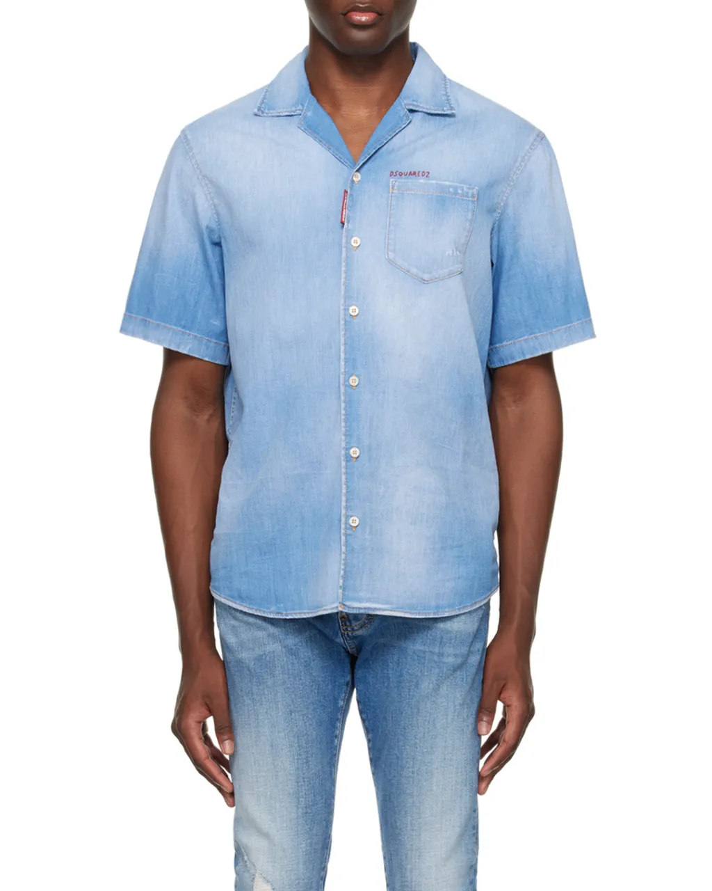 Dsquared2 Faded Distressed Denim Shirt