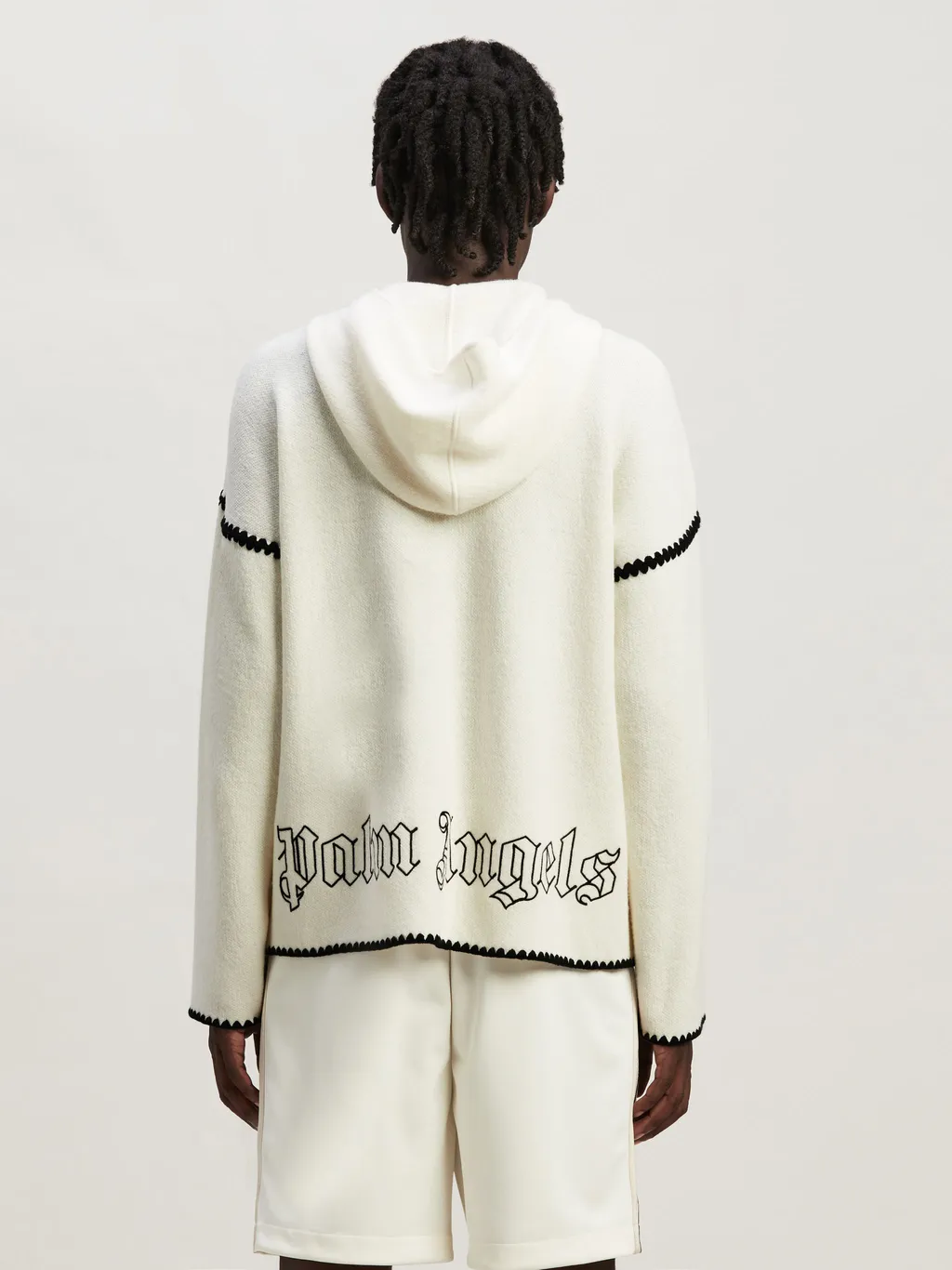 Palm Angels Monogram Embroidered Zipped Knitted Hoodie