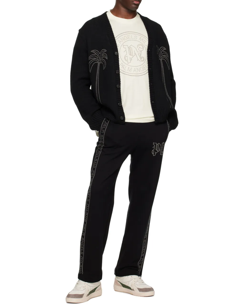 Palm Angels Palm-Stud Embellished V-Neck Cardigan
