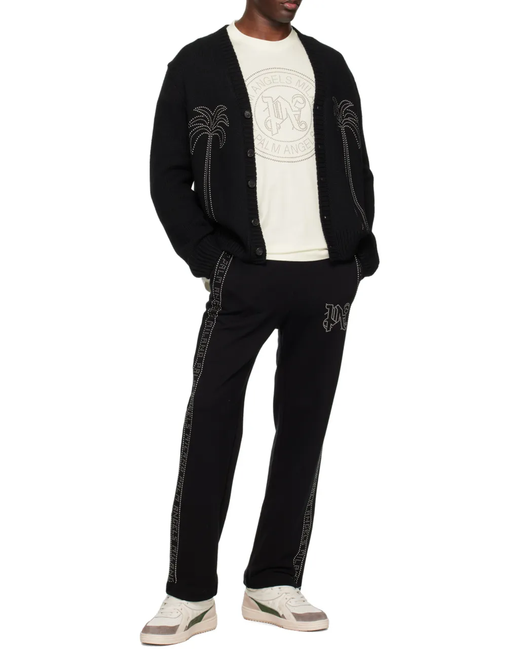 Palm Angels Palm-Stud Embellished V-Neck Cardigan