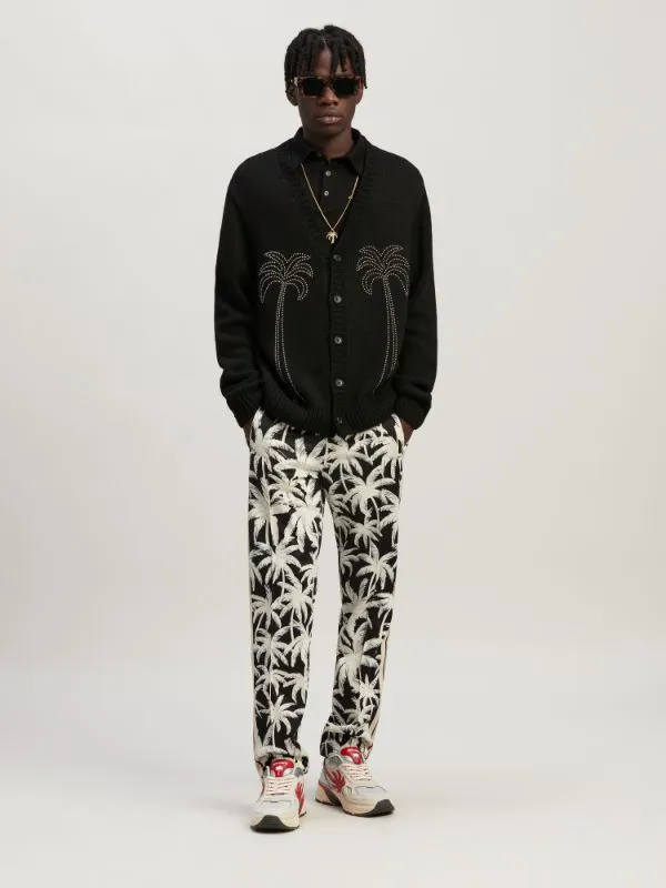 Palm Angels Palm-Stud Embellished V-Neck Cardigan