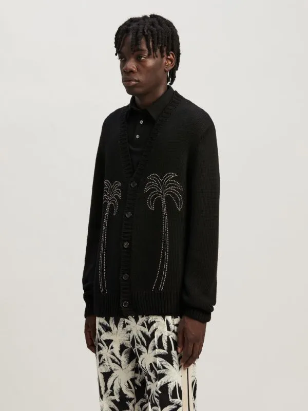 Palm Angels Palm-Stud Embellished V-Neck Cardigan