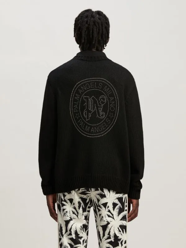 Palm Angels Palm-Stud Embellished V-Neck Cardigan