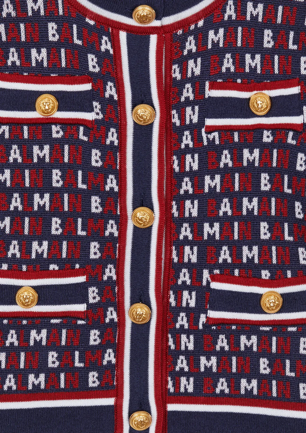 Balmain Kids Logo-Jacquard Knitted Cardigan