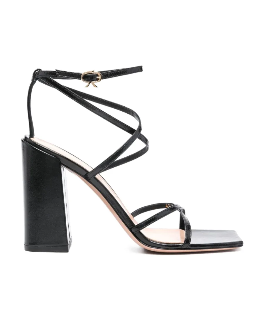 Clasp Square Head High-Heeled Sandals