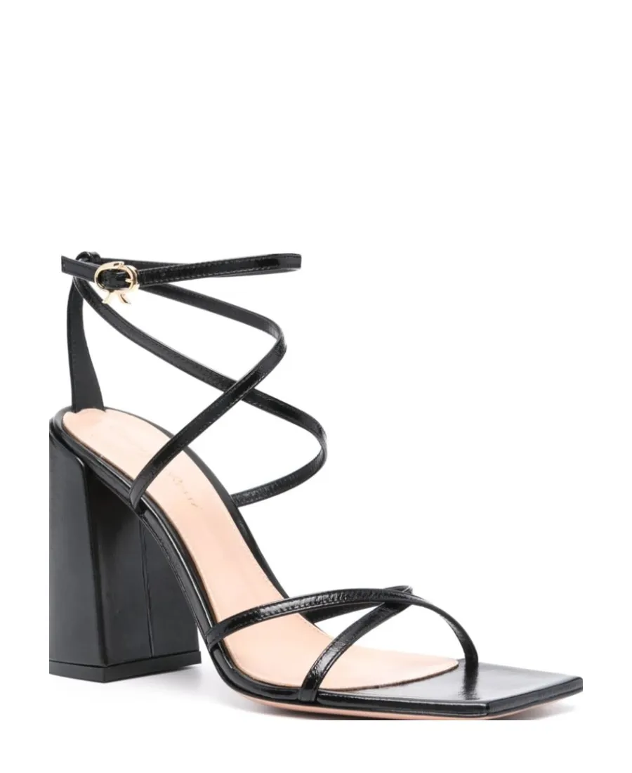 Clasp Square Head High-Heeled Sandals
