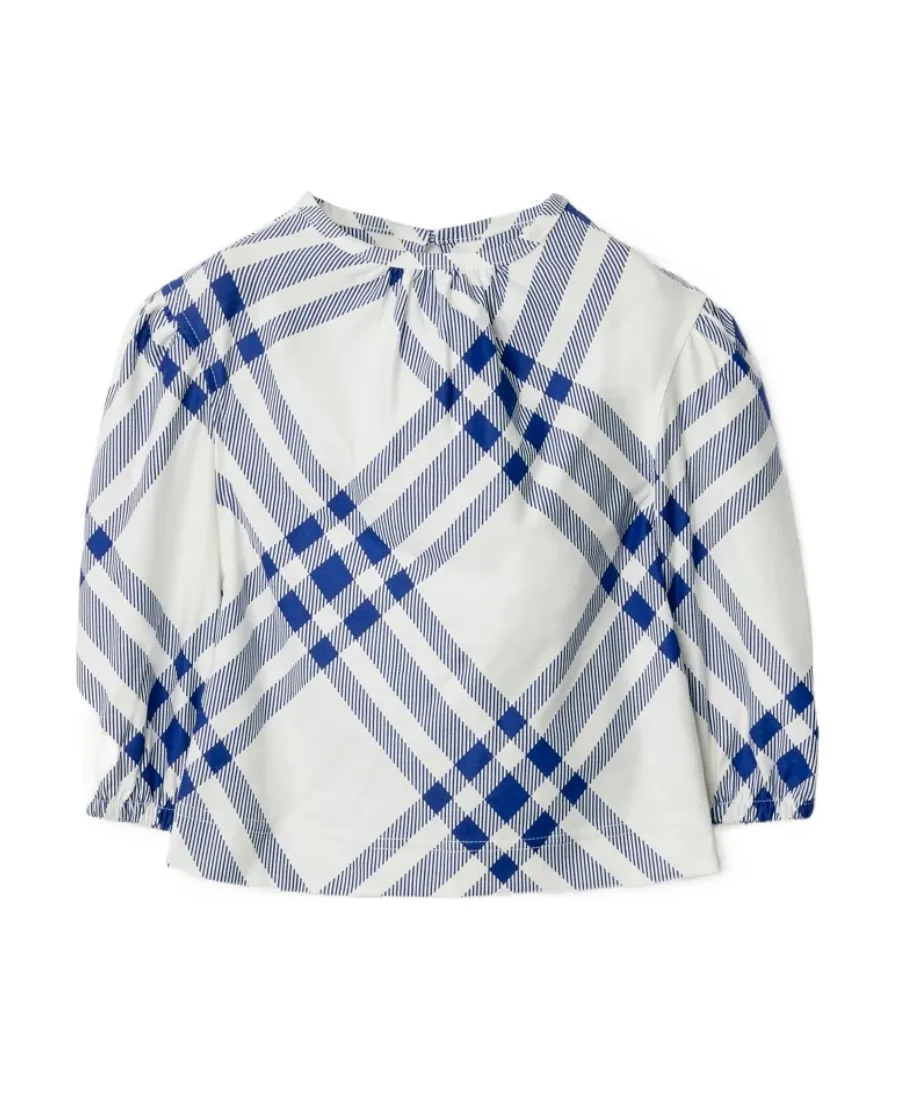 Check-Pattern Cotton Blouse