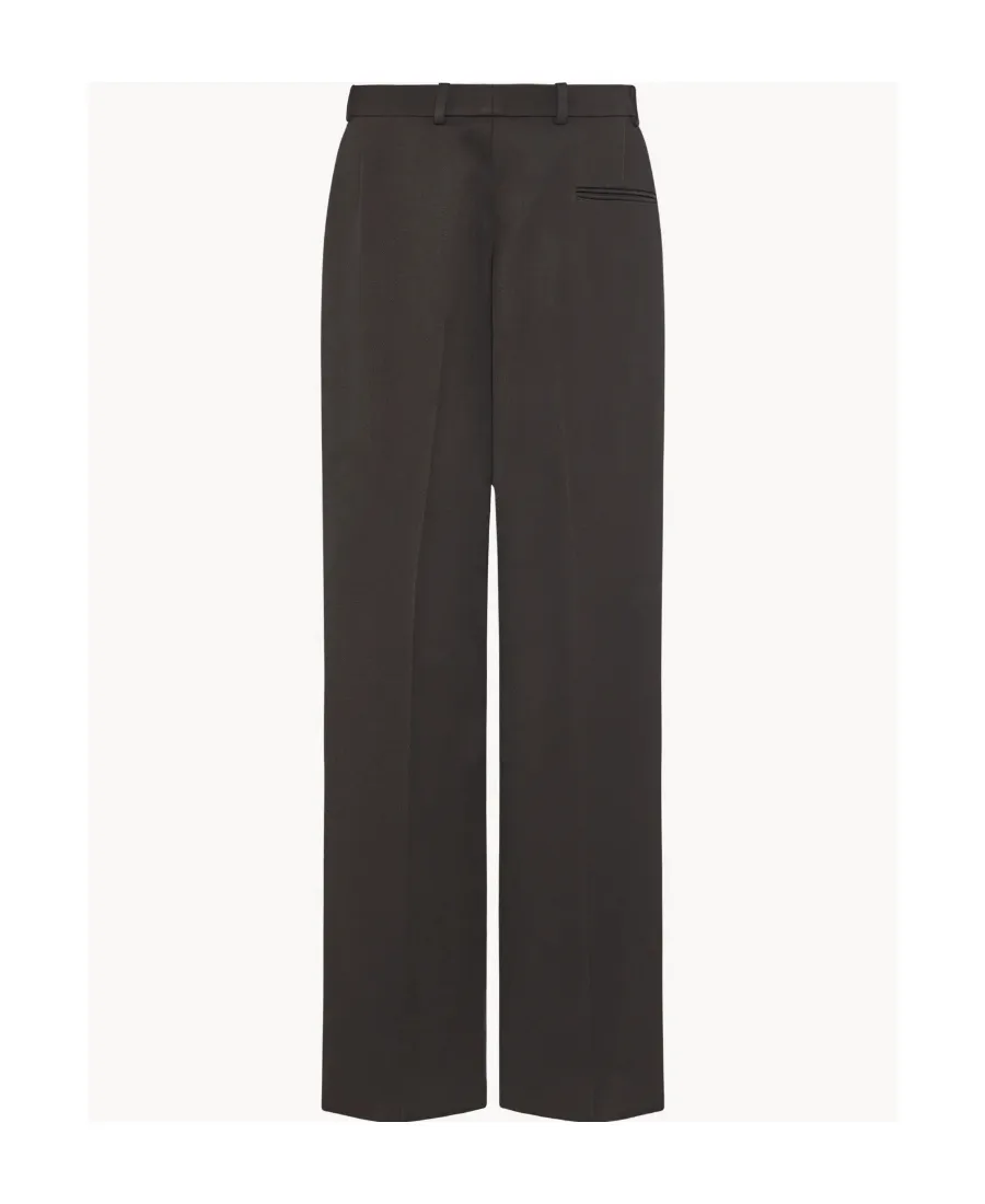 Belt-Loop Wool Casual Pants