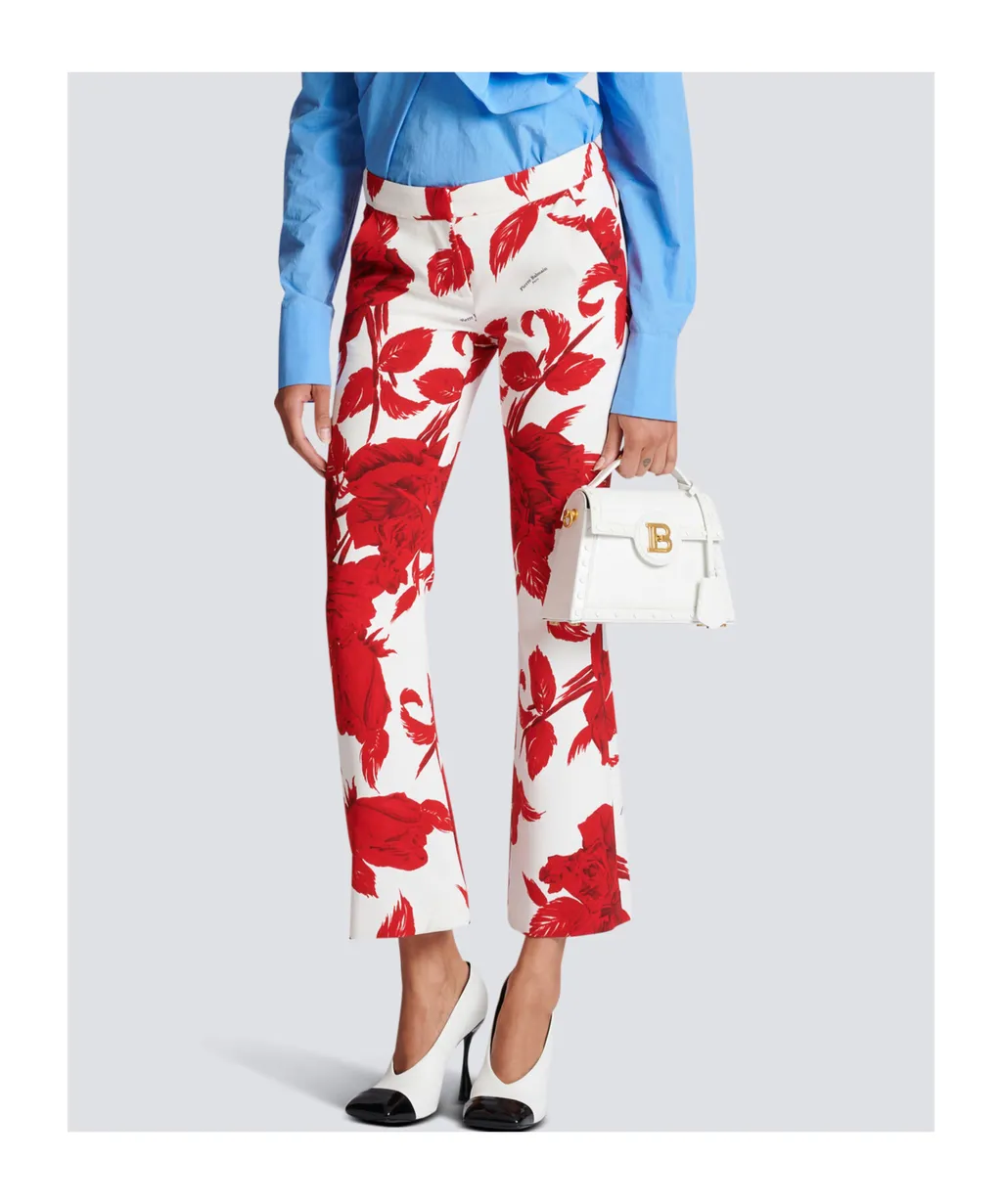 Crepe Trousers With Roses Print