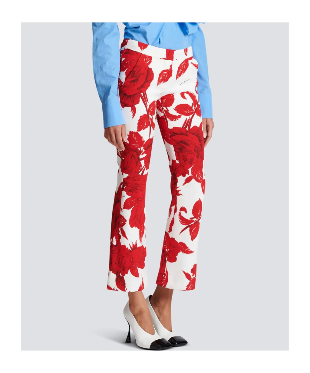 Crepe Trousers With Roses Print