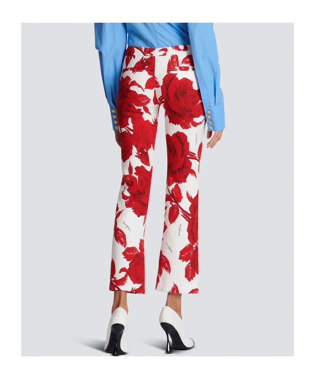 Crepe Trousers With Roses Print