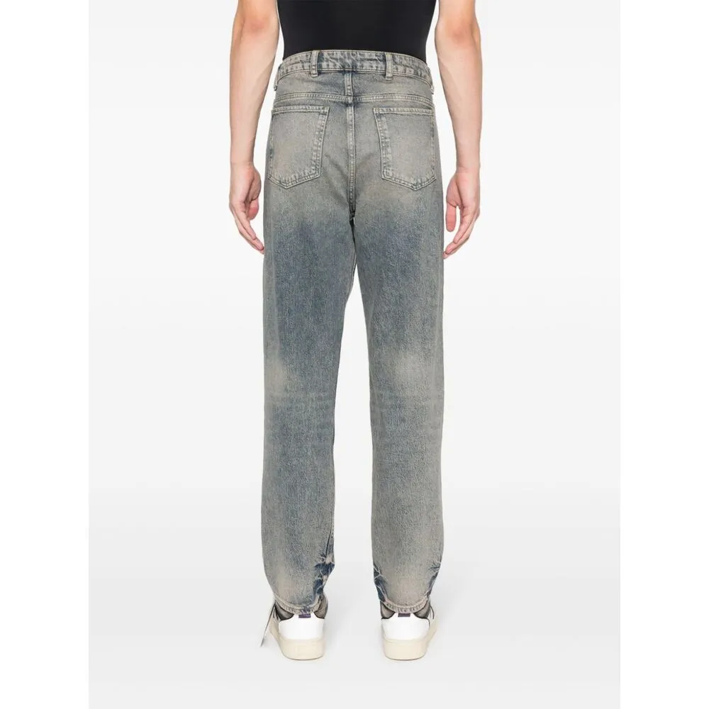 Represent Bleached-Effect Straight-Leg Slim-Cut Jeans