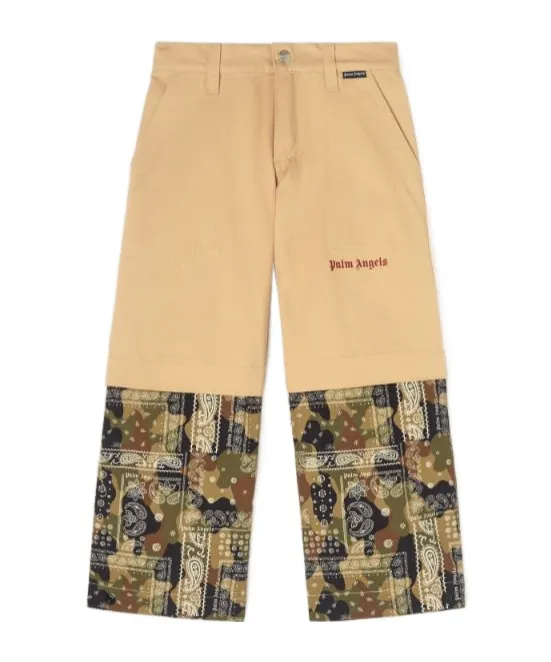 Logo-Print Panelled Cotton Trousers