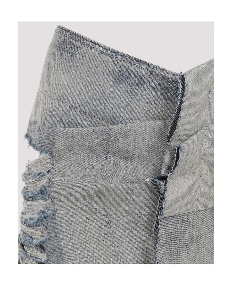 Rick Owens Distressed Midi Denim Skirt