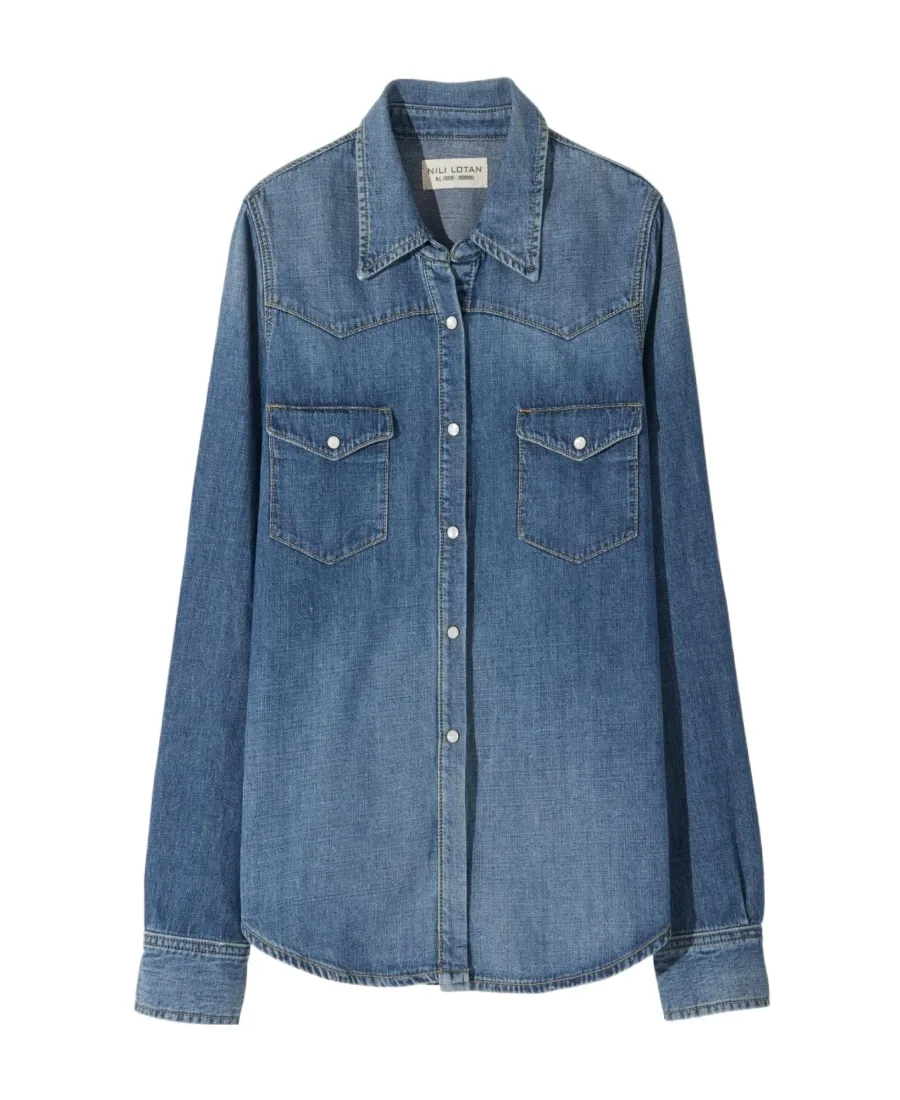 Long-Sleeved Denim Shirt